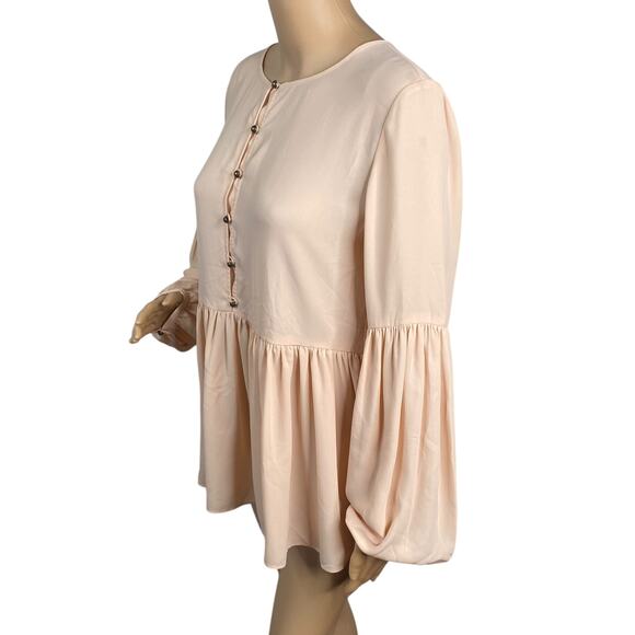 Banana Republic x Olivia Palermo Peach Pink Gathered Empire Blouse SZ M - Picture 4 of 10